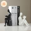 Leser Charakter Keramikstatue 2 Stück Bibliotheksregale Buchstütze Kreatives Handwerk Ornament Figuren Skulptur Raum Ästhetische Dekoration