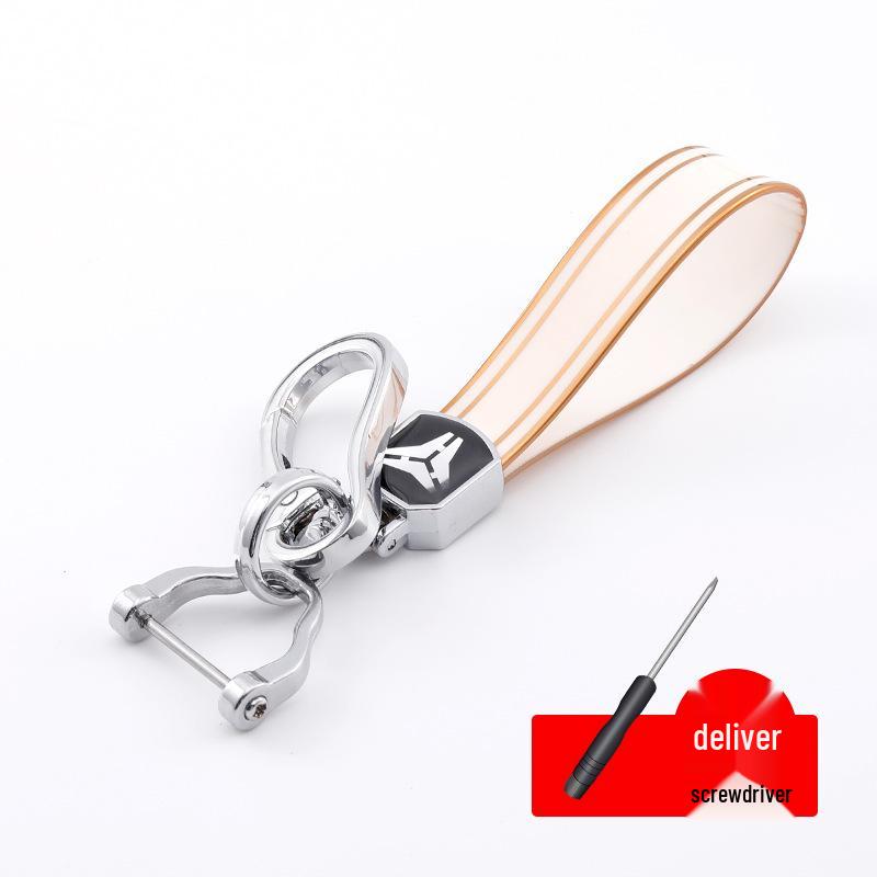 Rhinestone Circle Car Keychain with Gold Edge, Rope, Metal Keyring Pendant for Hyundai – Waist Hanging Household Hardware Buckle