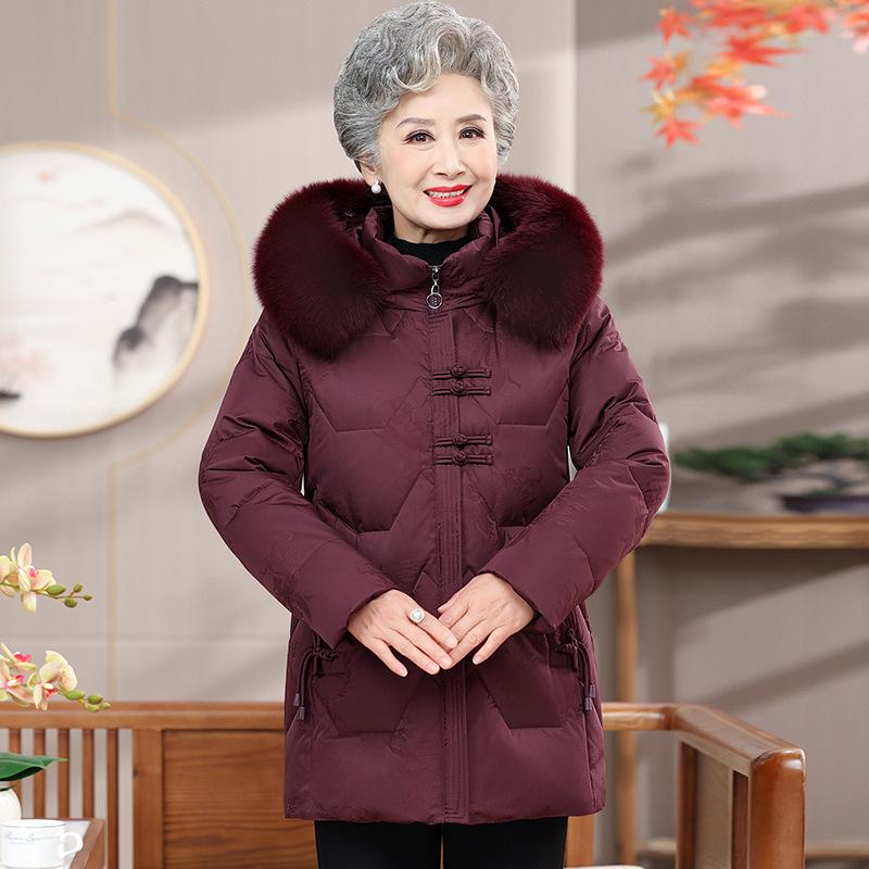 Mid-Aged & Elderly Women's Short Winter Down Jacket: Thick, Plus Size, Ideal for Mothers & Grandmothers In Their 60s and 70s