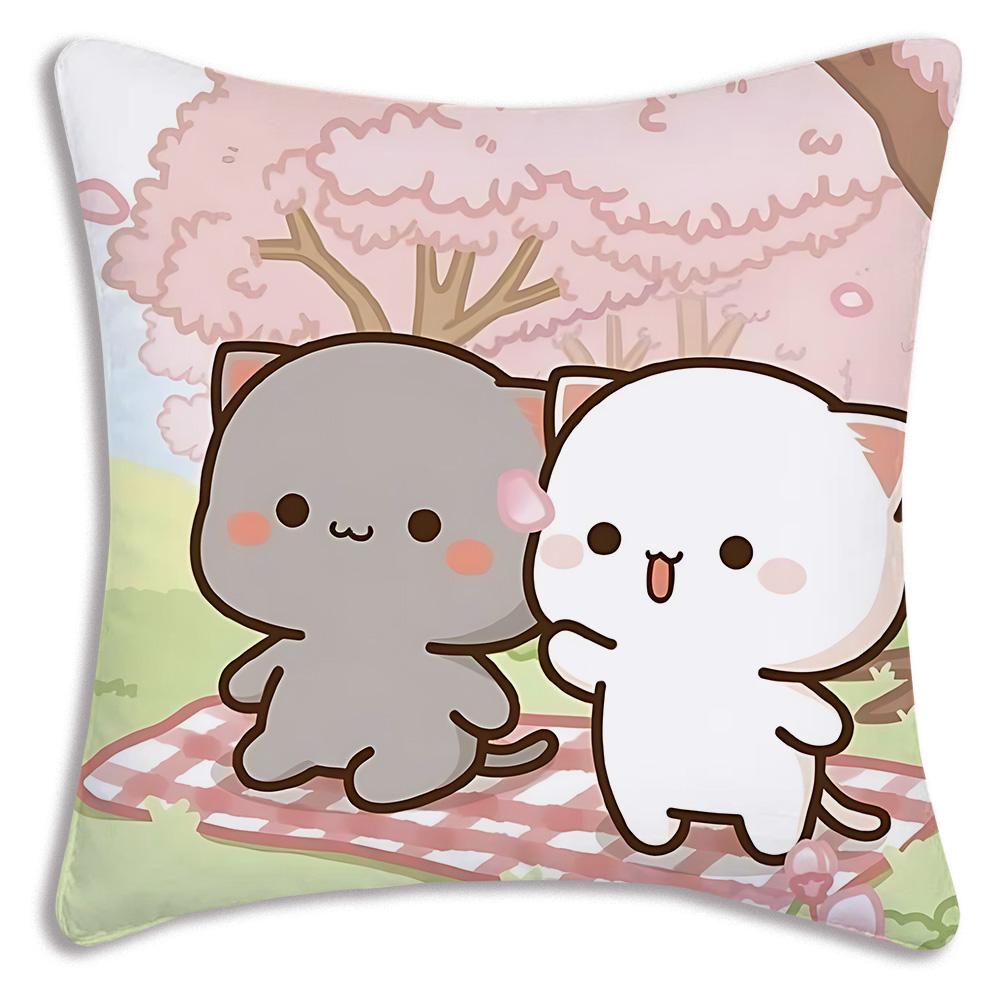 Cute PeachS And G-GomaS Pillow Covers Cartoon Sofa Decorative Home Double-sided Printing Short Plush Cute Cushion Cover
