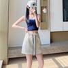 Grey Sports Short Skirt Women's Summer New High Waist Loose Word Skirt Hip Skirt Small Culottes