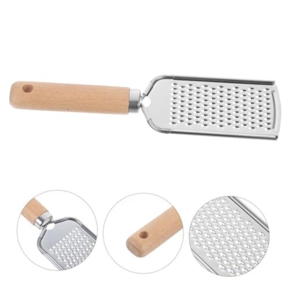 Stainless Steel Cheese Grater Wooden Handle Handheld Cheese Grater Flat Quickly Non-Slip Lemon Zester for Kitchen Accessories