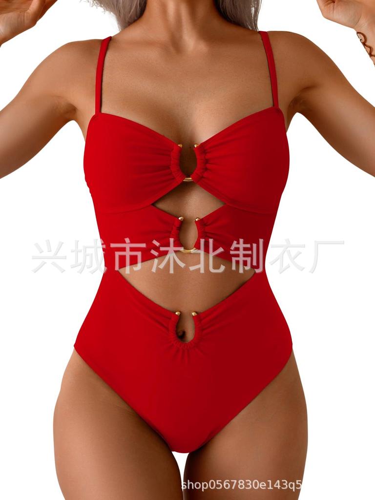 Women's One-piece Swimsuit, Button-down Bikini Sexy Swimsuit, Hollow Swimsuit.