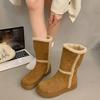 Foreign suede lamb wool medium tube short boots women's two wear autumn and winter 2025 new velvet warm and thin snow boots