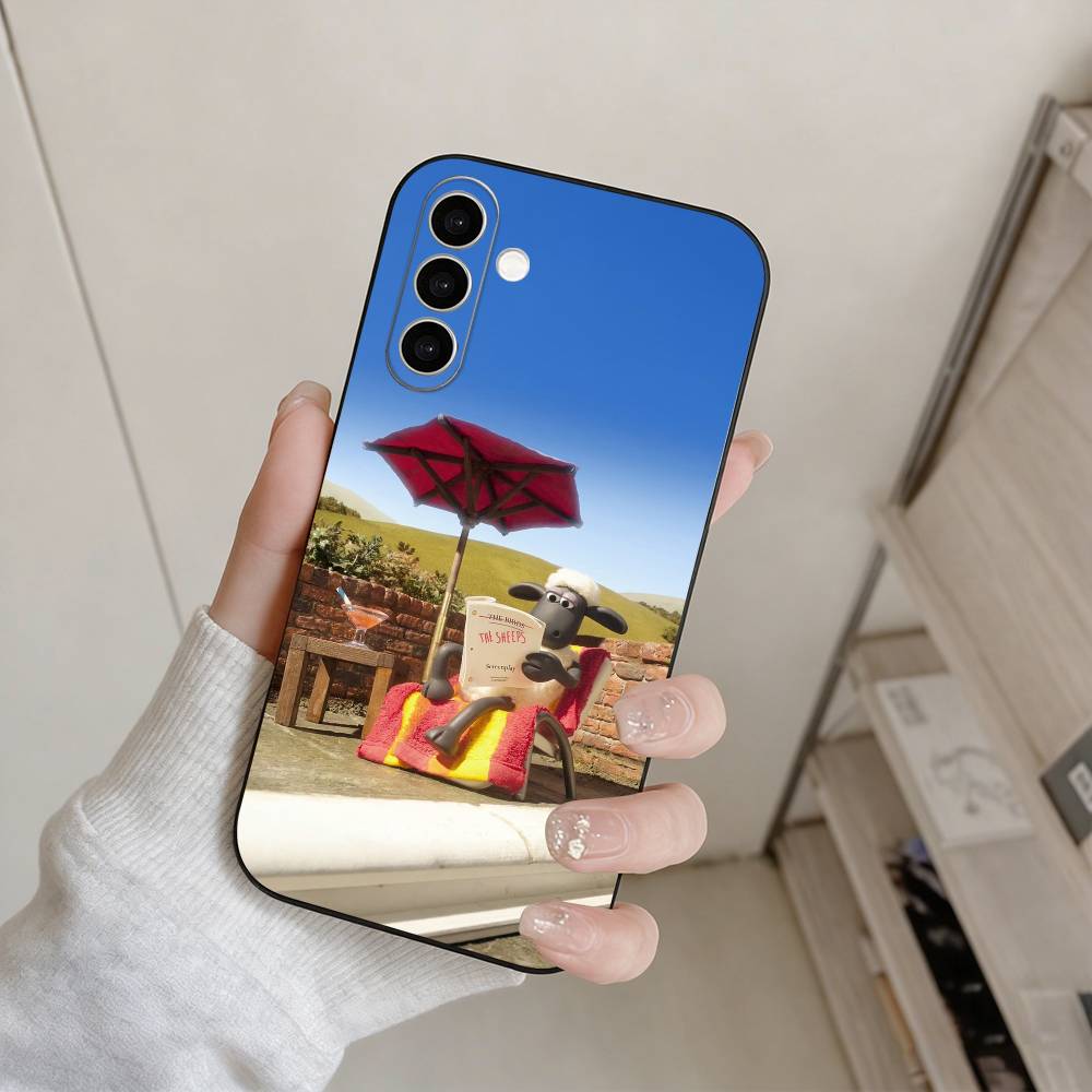 S-Shaun The Sheep  Phone Case For Samsung Galaxy A73,A72,A71,A70,A53,A52,A51,Others Soft Black Cover