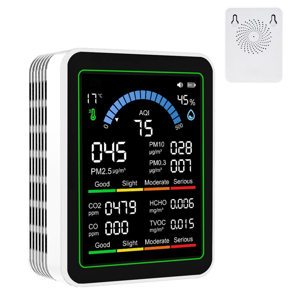 10 in 1 Air Quality Detector CO2 TVOC HCHO PM2.5 PM10 PM0.3 Detection Portable Air Quality Meter for Home