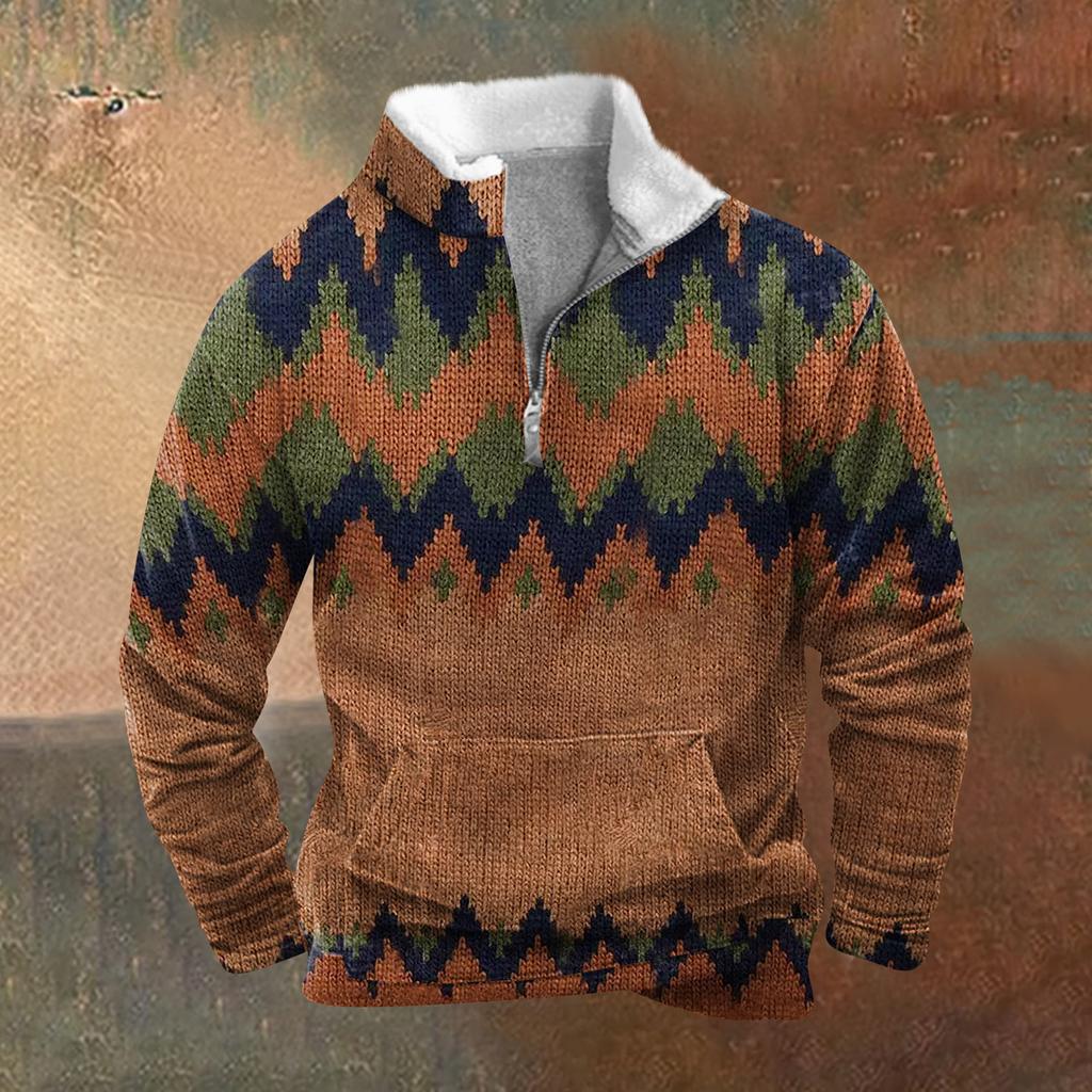 Jarní a podzimní pánská mikina se stojatým límcem je venkovní ležérní svetry topy