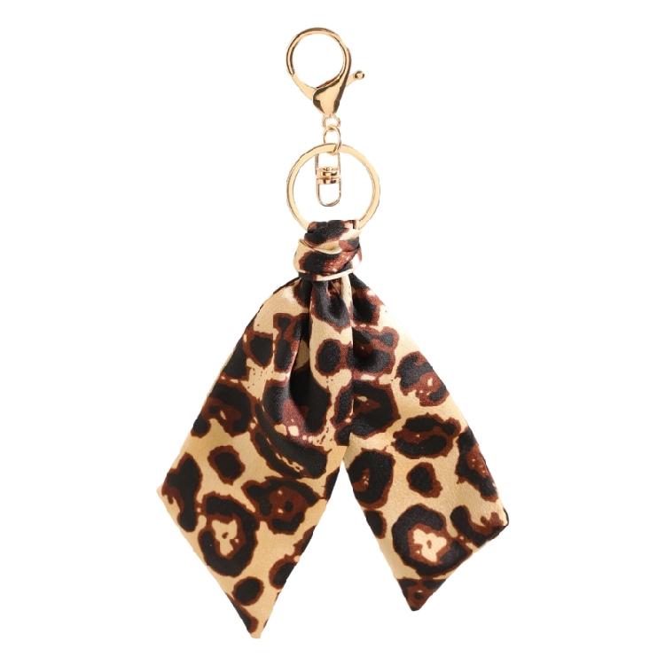 Leopard Themed Key Holder Pendant with Metal Lobster Clasp Polyester Fabric Purse Charm Bag Accessories for Handbag