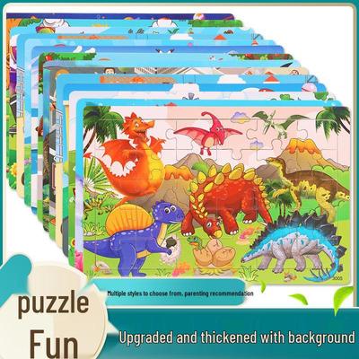 Puzzle din lemn cu două straturi: Jucărie Educativă de Desene Animate pentru Copii cu Bază pentru Educație Timpurie și Cadou de Grădiniță