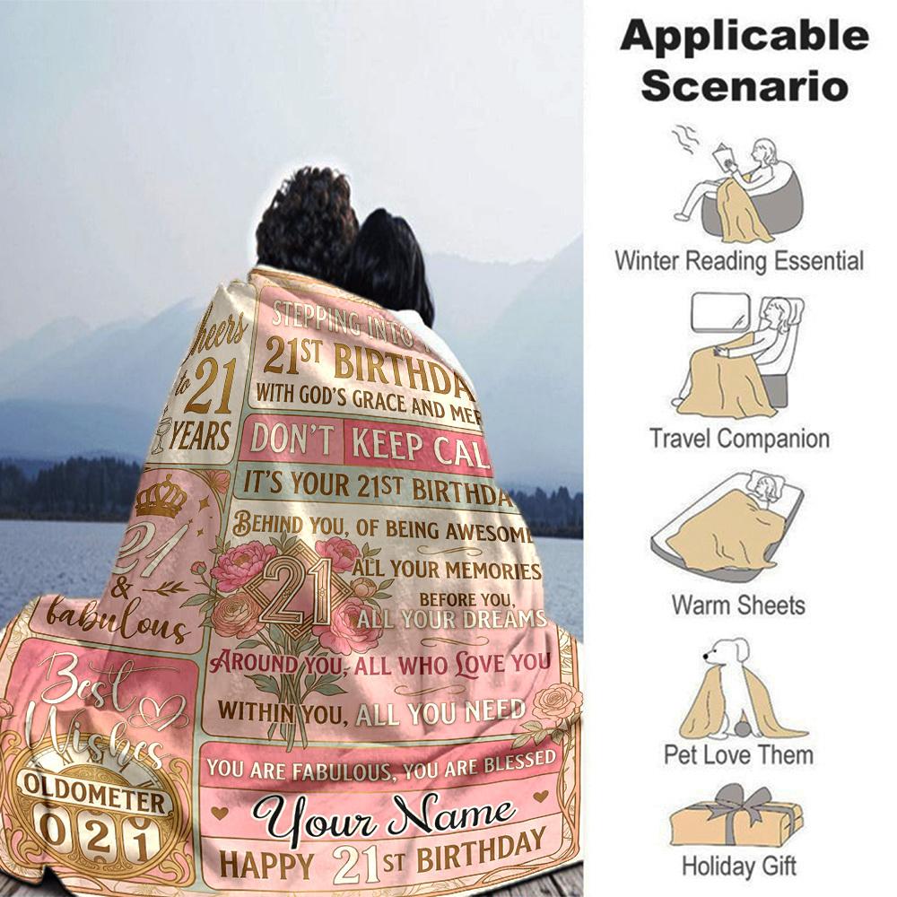21St Birthday Celebration Customize Your Name Blankets Comfortable Soft Lightweight Allseason Multipurpose Blanket For Picnics Sofas Offices Beds