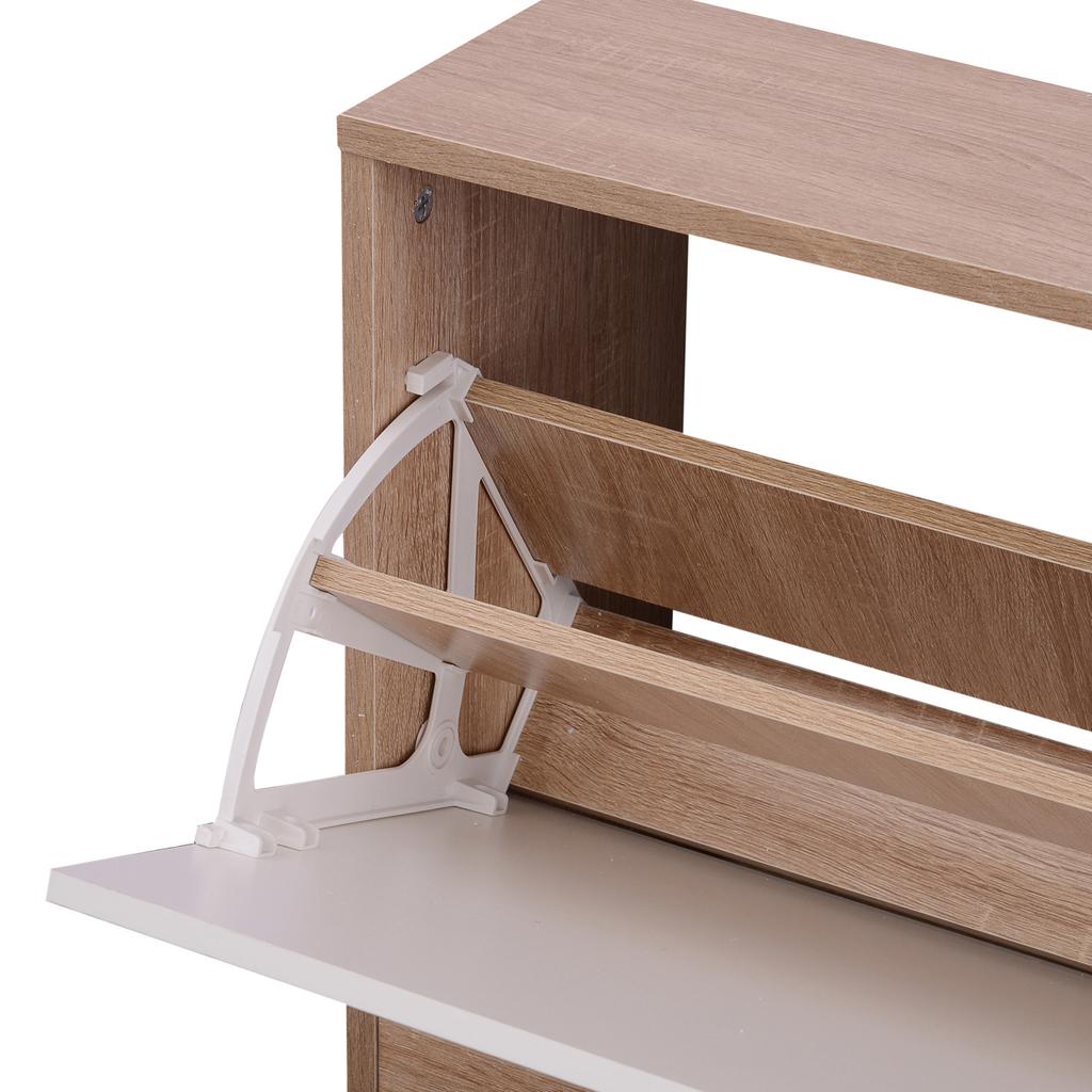 3-in-1 Flurmöbel-Set Garderobe Spiegel Schuhschrank Aufbewahrungs-Organizer m. Haken Holzfarbe