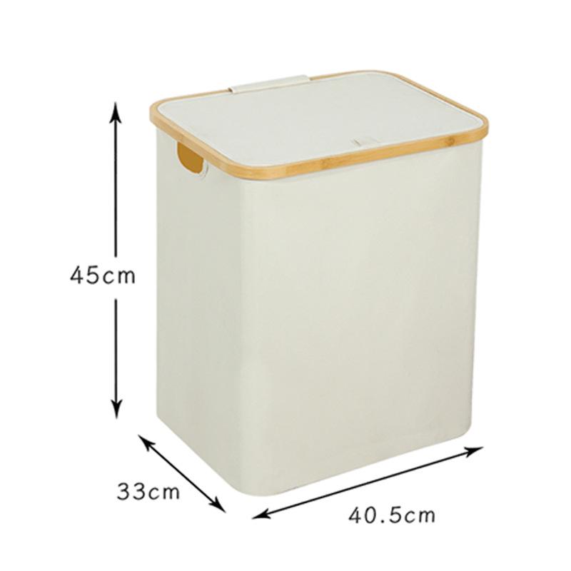 Foldable Bamboo Laundry Basket with Lid and Inner Bag for Bedroom or Bathroom