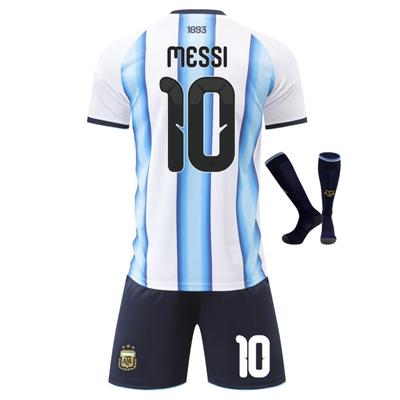 Dětský fotbalový dres Messi Argentina Mistrovství světa Sportovní oblečení Vícebarevný