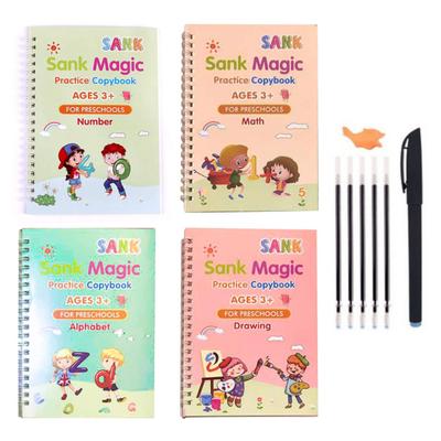 Quaderno con scanalatura del libro di pratica del disegno per bambini riutilizzabile da 4 pezzi
