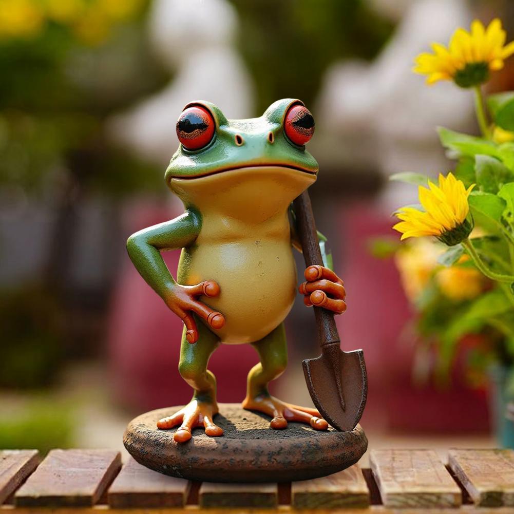 Frog Themed Decoration Outdoor Frog Ornament Whimsical Frog Resin Statue Sculpture for Home Office Garden Decor Cartoon Figurine