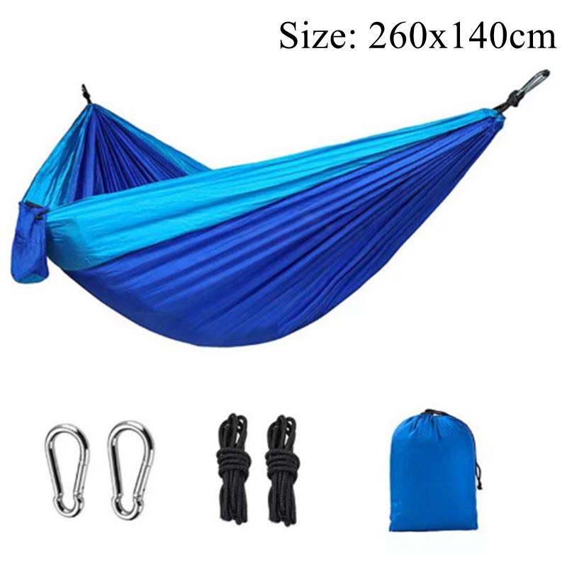 Double Persons hammock Lightweight Parachute Fabric Outdoor Hammock with Net for Camping Travel Outdoor Relaxation 260x120cm