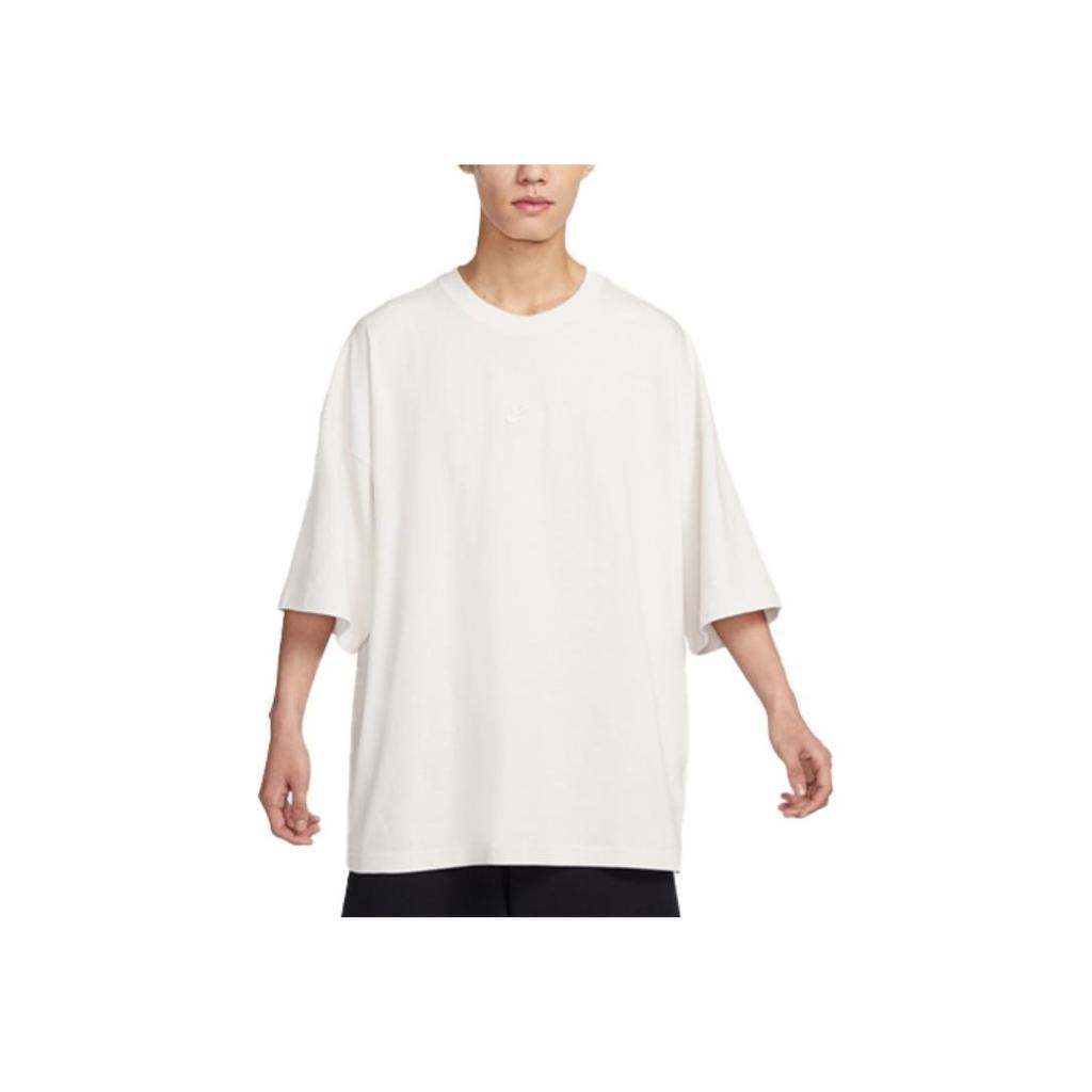 Nike Sportswear Solid Logo Loose Fit Crew Neck T-Shirt Men Tops Phantom White FB9767-030