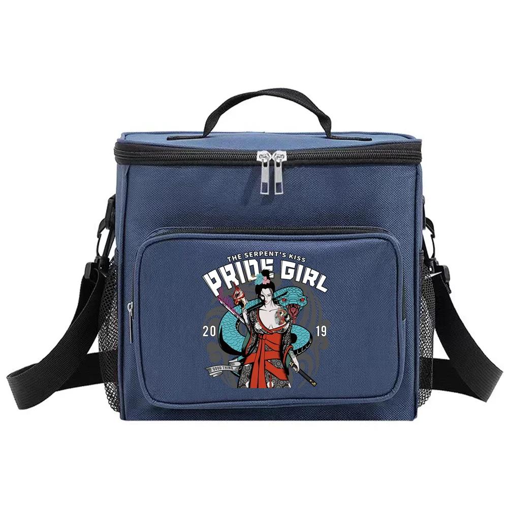 Student LunchBox Portable Cooler Shoulder Lunch Bags Thermal Organizer Handbag Outdoor Camping Storage Boxes Samurai Pattern