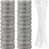 24 Pièces Filtre Écran de Tuyau d'Évacuation en Maille pour Linge avec Serre-câbles Acier Inoxydable Piège à Peluches Pour Machine à Laver Installation Facile Accessoire de Lessive