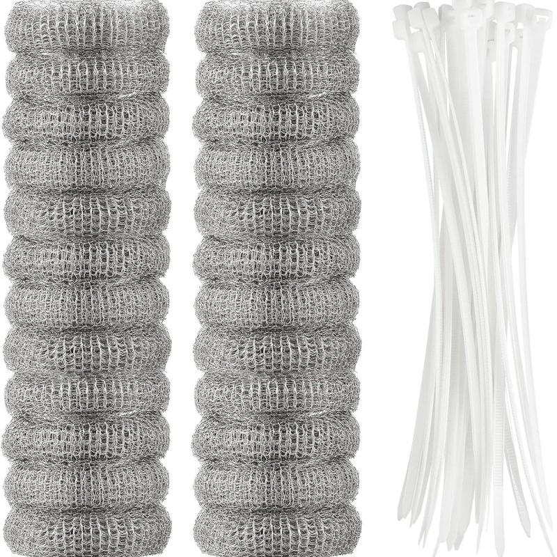 24 Pièces Filtre Écran de Tuyau d'Évacuation en Maille pour Linge avec Serre-câbles Acier Inoxydable Piège à Peluches Pour Machine à Laver Installation Facile Accessoire de Lessive