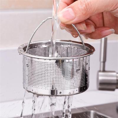 Colador de Fregadero de Cocina de Acero Inoxidable Cesta Filtro de Desagüe para Fregadero con Asa Filtra Desperdicios de Cocina Accesorios de Cocina