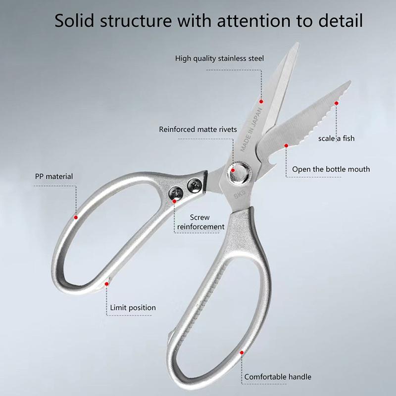 Professional Stainless Steel Kitchen Scissors With Aluminum Alloy Handle - Perfect For Cutting Chicken Bones Meat Fish