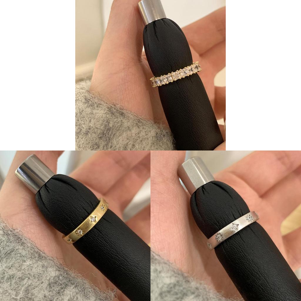 Copper Geometric Zircon Open Ring Womens Stylish Accessory For Office Wear