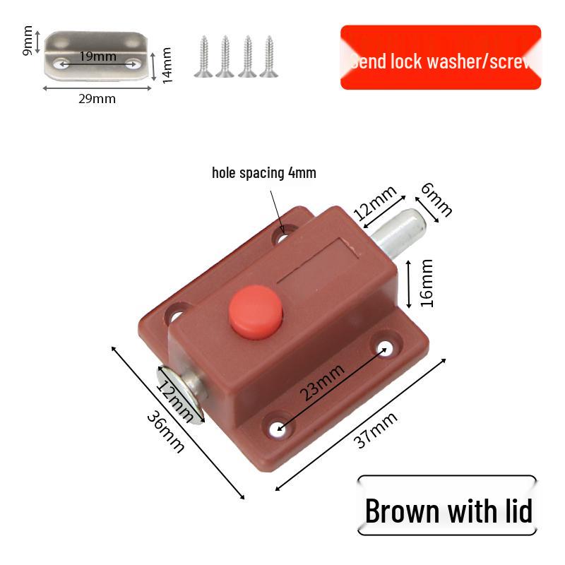Plastic Spring Pin Door Bumper, Latch Bolt & Snap Lock Accessories for Cabinets and Windows.