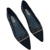 Fashion Ladies Flat Shoes 2025 Pointed Toe Pumps Ladies Metal Color Block Flat Shoes Soft Sole Non-slip Women's Shoes