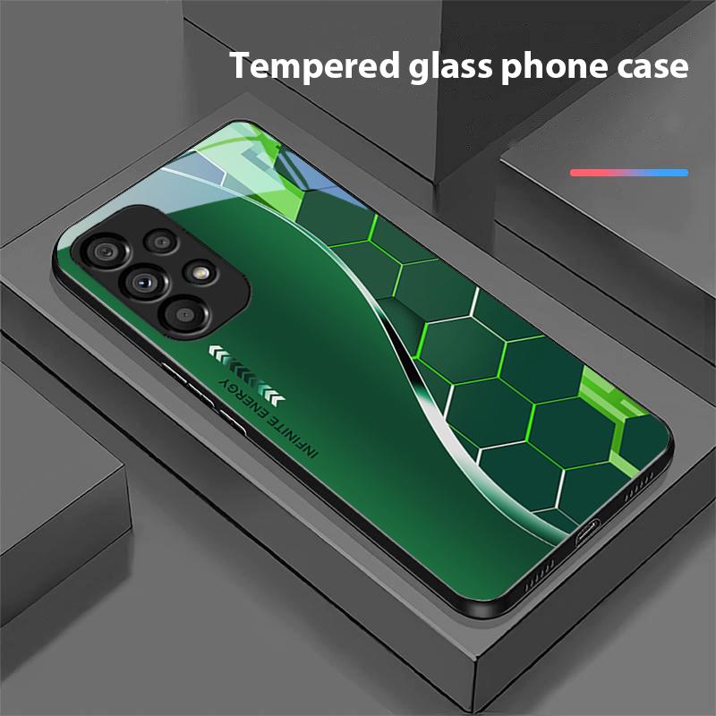 Sci Fi Silver White For Samsung Galaxy S 8 9 10 20 Plus 21 FE 22 23 24 Ultra S7 Edge Black Tempered Glass Phone Case Hard Shell