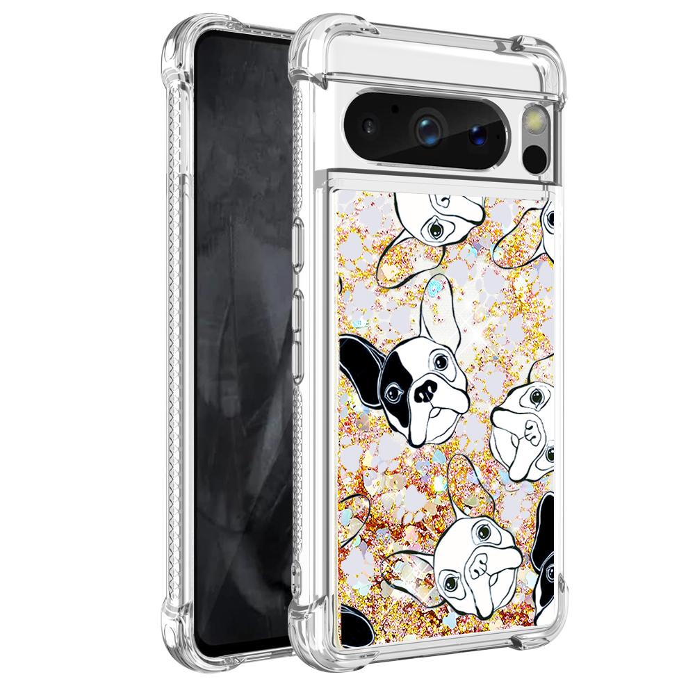 

For Google Pixel 8 Pro TPU Case with Quicksand and Pattern Printed Black White Puppy