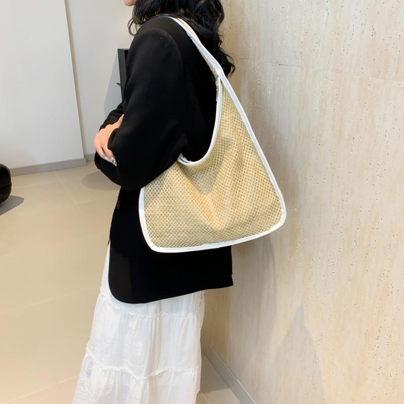 2024 New Spring Weave Bag Large Capacity Tote Bag Women's Casual Chic Shoulder Bag