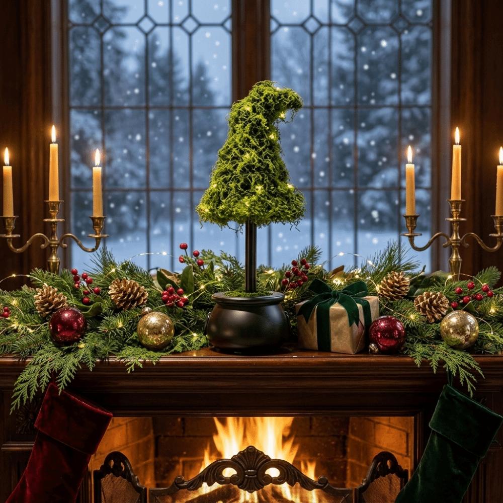 Natural-Looking Christmas decoration tree Faux Moss Material Vivid Appearance Cypress Tower Ornament Year-Round Decor"