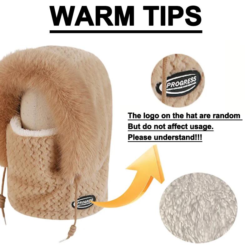 Winter Thermal Plush Hat for Women with Hood Scarf And Mask Windproof Ear Protection Thick Design for Outdoor Riding 1-5PCS Set