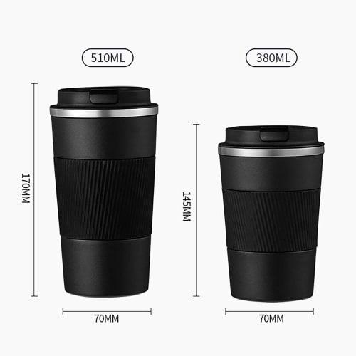 COLOCUP Coffee Cup, Stainless Steel Mug, Insulated, Double-Walled, Vacuum Insulated, for Direct Drinking, Portable Tumbler (Black, 510ml)