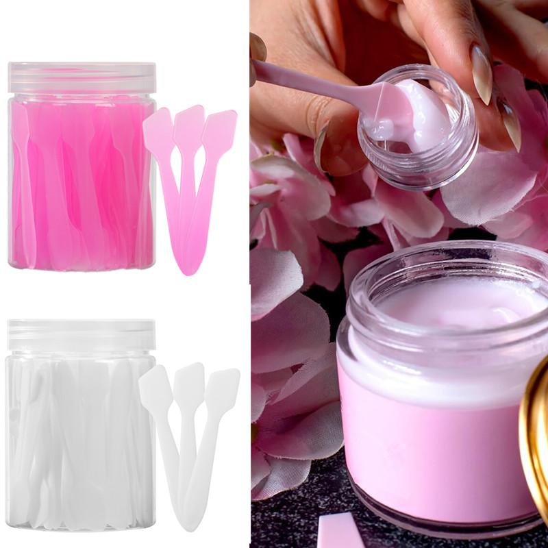50/100 Pieces Cosmetic Spatulas Scoop Face Cream Mask Mud Mixing Plastic Spoon Beauty Diy Tools Eyes Facial Makeup Applicator