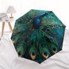 Peacock Feather Art Round Wall DecorUmbrella, Portable 3-Fold Compact Umbrella,Christmas Gift ES550
