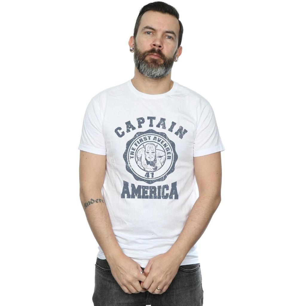 Marvel Mens Captain America Collegiate T-Shirt