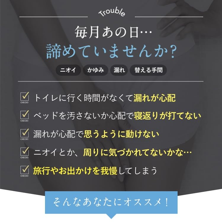 Set of Absorbent Sanitary Panties for Menstrual 3D Femtech &mooned 3-Piece Use, Quick-Drying, Antibacterial, Deodorizing, Construction, Washable, (L)