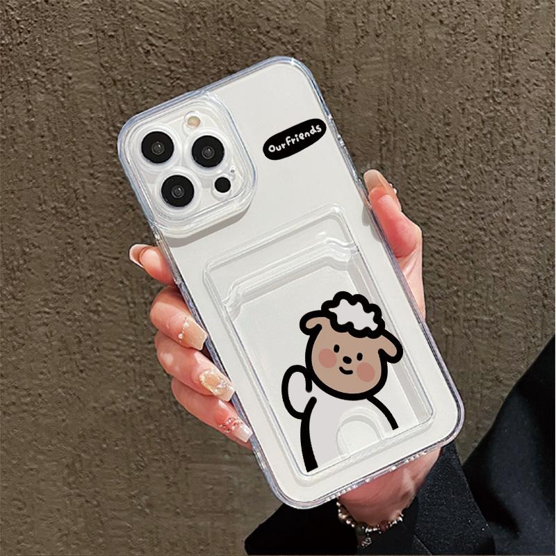 Card Slot Holder Silicone Wallet Pocket Case For Xiaomi Redmi Note 11 12 13 iPhone 17 16 15 Tecno Spark 10C Infinix Note 30 Cover Clear Phone Bumper
