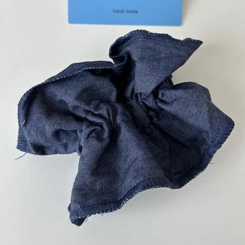 Denim Scrunchies Collections Large Size Hair Tie Simple Elastic Hair Band Women Hair Accessories Daily Headwear