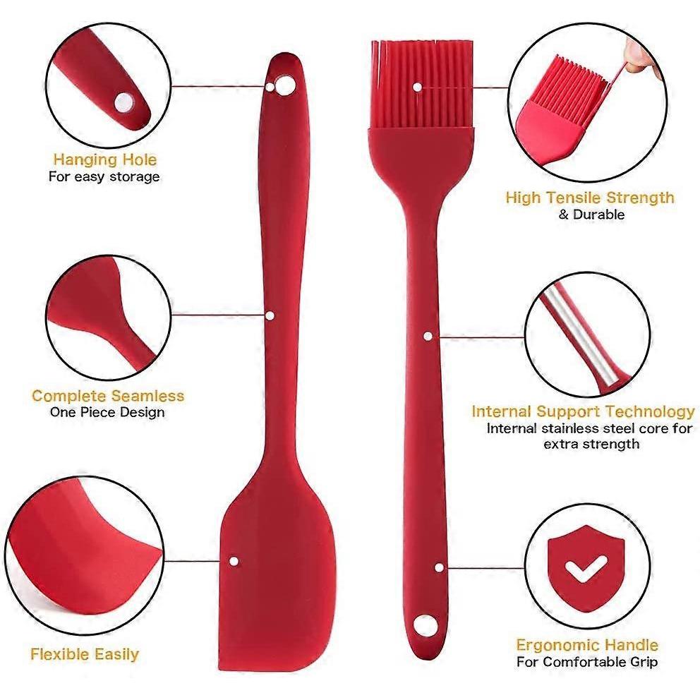 5 Piece Kitchen Gadget Set Pink Silicone Cooking Utensils Silicone Spatula Pastry Brush Whisk Slotted Turner - Nonstick and Heat Resistant