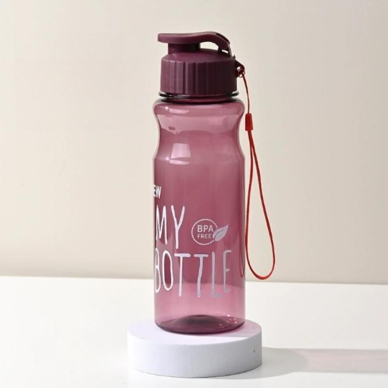550ml Portable Plastic Water Bottle Sports Cup With Anti Drop Rope Outdoor Water Container Color Transparent Pet Flip Cover