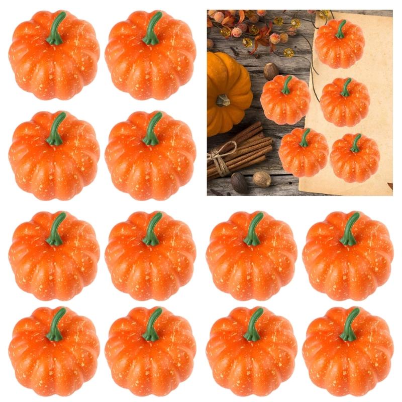 12Pcs Artificial Pumpkins Realistic Simulation Pumpkins for Display, Thanksgiving Holiday Party Decorations, Photography
