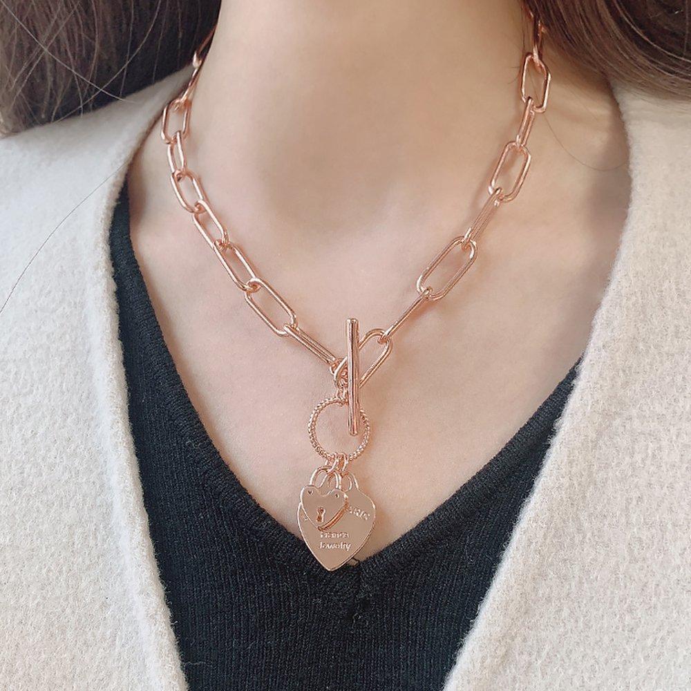 [Luvre Paris] Heart Louvre Chain Necklace Na0366