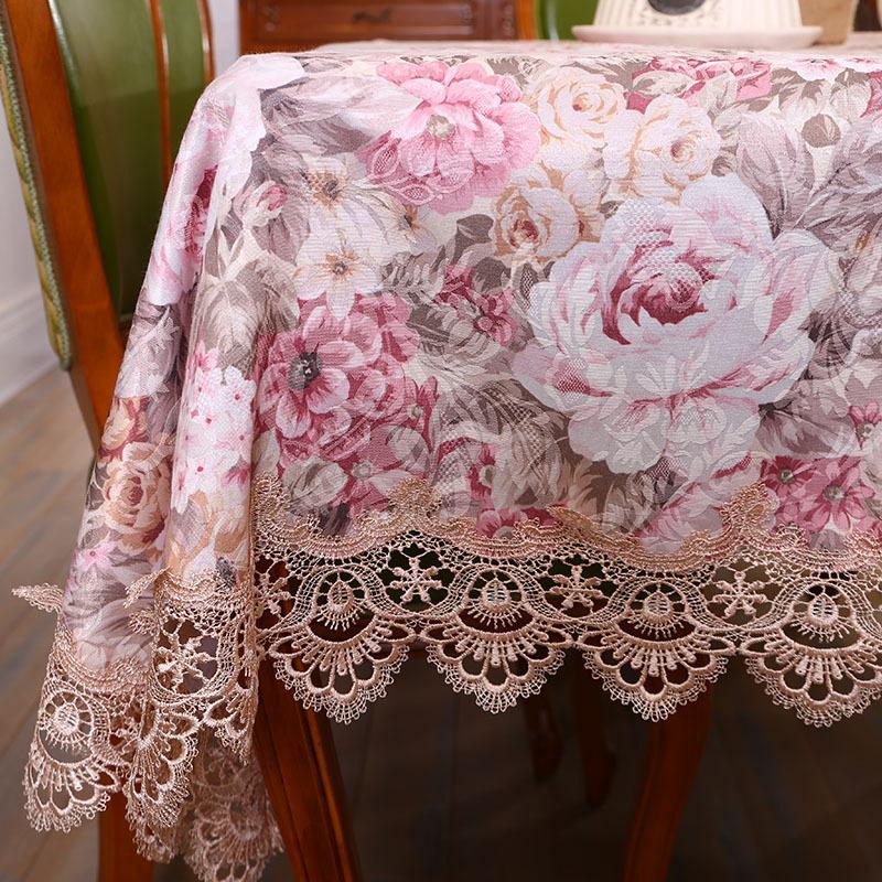 New Flower Tablecloth Cotton Linene Classical Embroidered Hem European Style Cover Washable Table Cloth For Tea Table Sofa