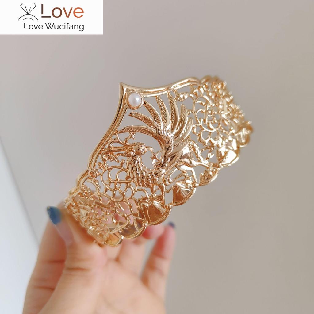 Pozlacená vlasová korunka Ručně vyráběná čelenka Hanfu Starožitné šperky