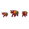 Paper Mache Elephant Showpiece for Enhance Home Decor - Red (Set of 3)