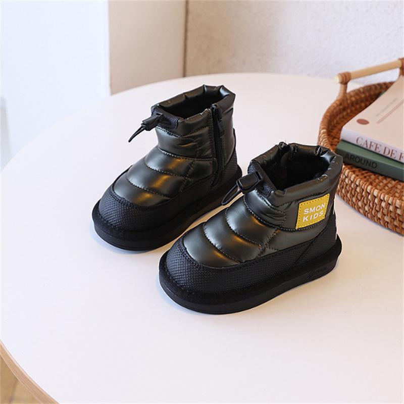 

Winter Children Snow Boots Waterproof Warm Fur Rubber Sole Non-slip Toddler Boys Girls Boots EU 21-30 26 чёрный
