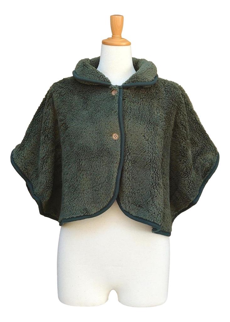 Flauschiger Schaffell Boa Poncho Loungewear (khaki)